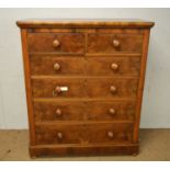 A Victorian mahogany chest of two short and four long drawers
