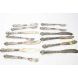 A part suite of Victorian silver handled cutlery.