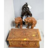 A selection of carved wood items