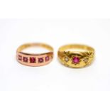 Two antique ruby rings.