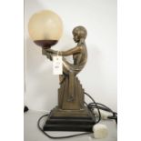 An Art Deco figural table lamp