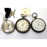 Three silver cased open faced pocket watches