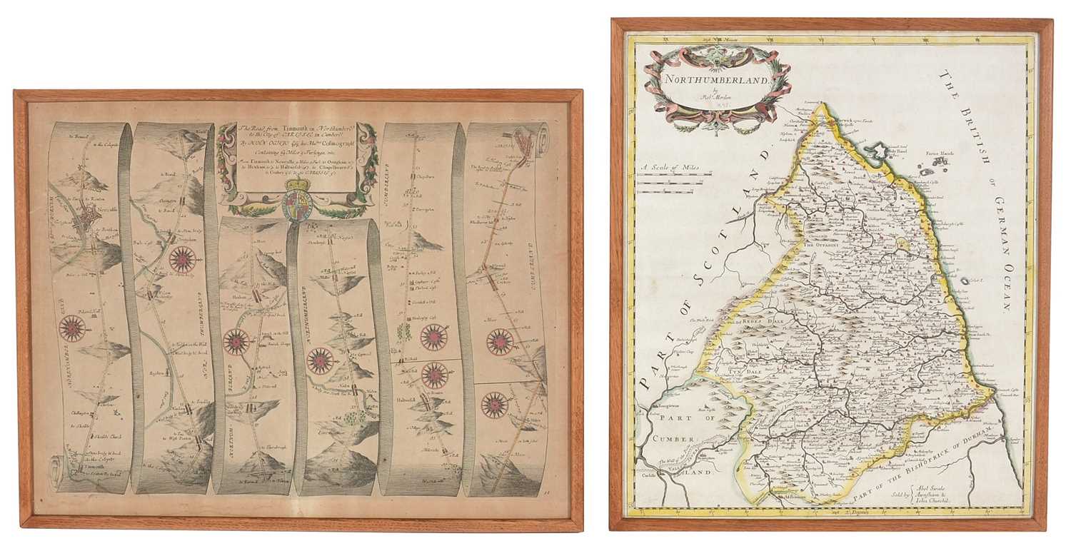 John Ogilby and Robert Morden - hand tinted maps