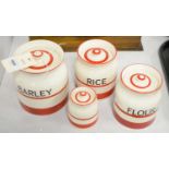 A collection of four Sadler Kleen Kitchen Ware jars