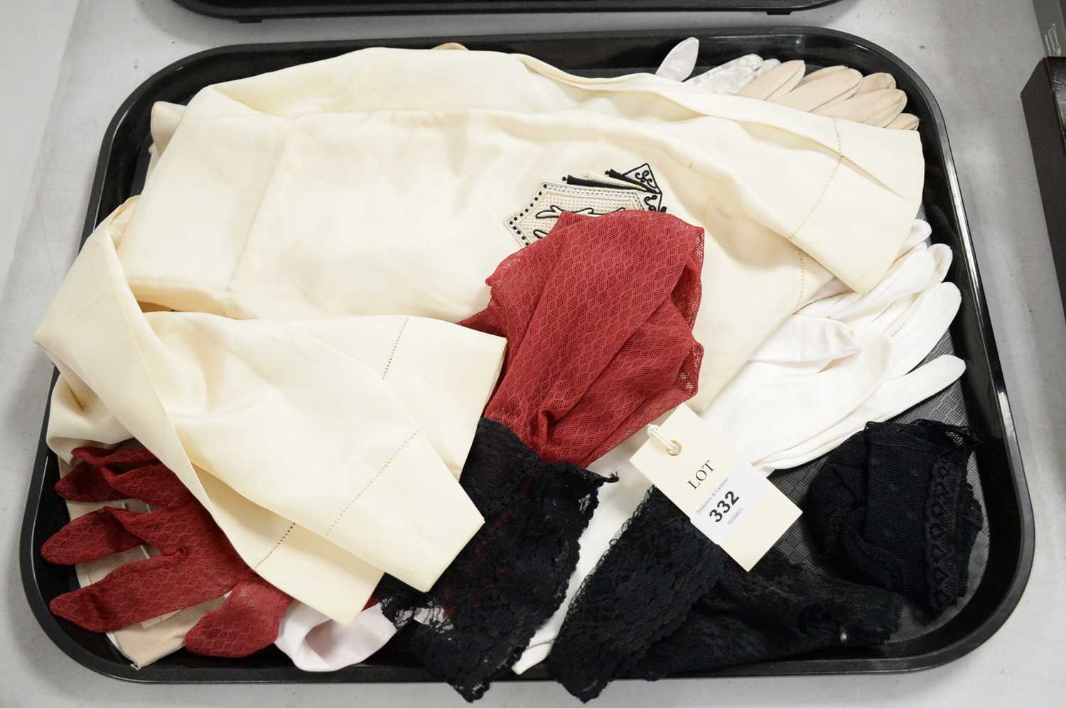 A selection of ladies' evening gloves and a 1930s gentleman's silk scarf - Image 2 of 4