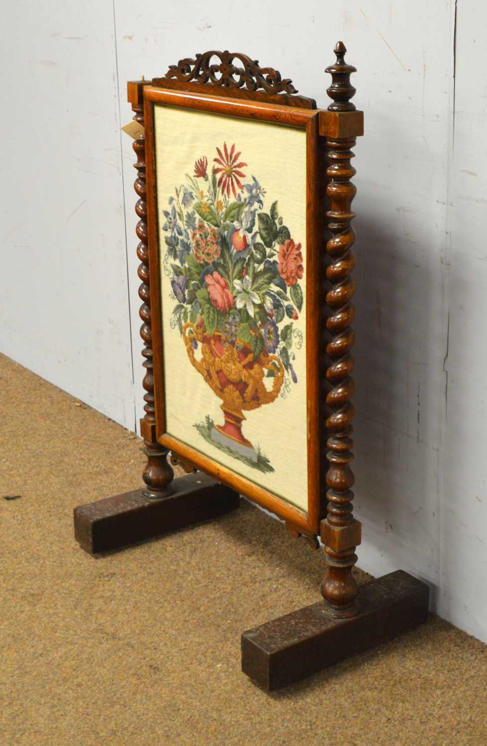 A pair of Edwardian hall chairs, another chair and a Victorian rosewood firescreen. - Image 7 of 9