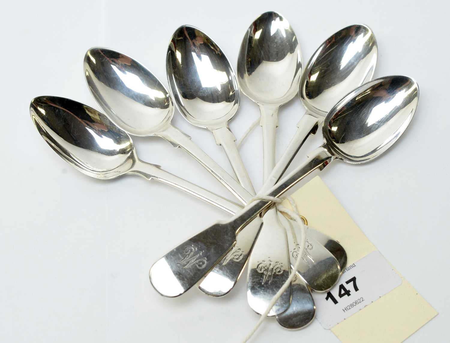 A set of six silver teaspoons, by Thomas Watson, Newcastle