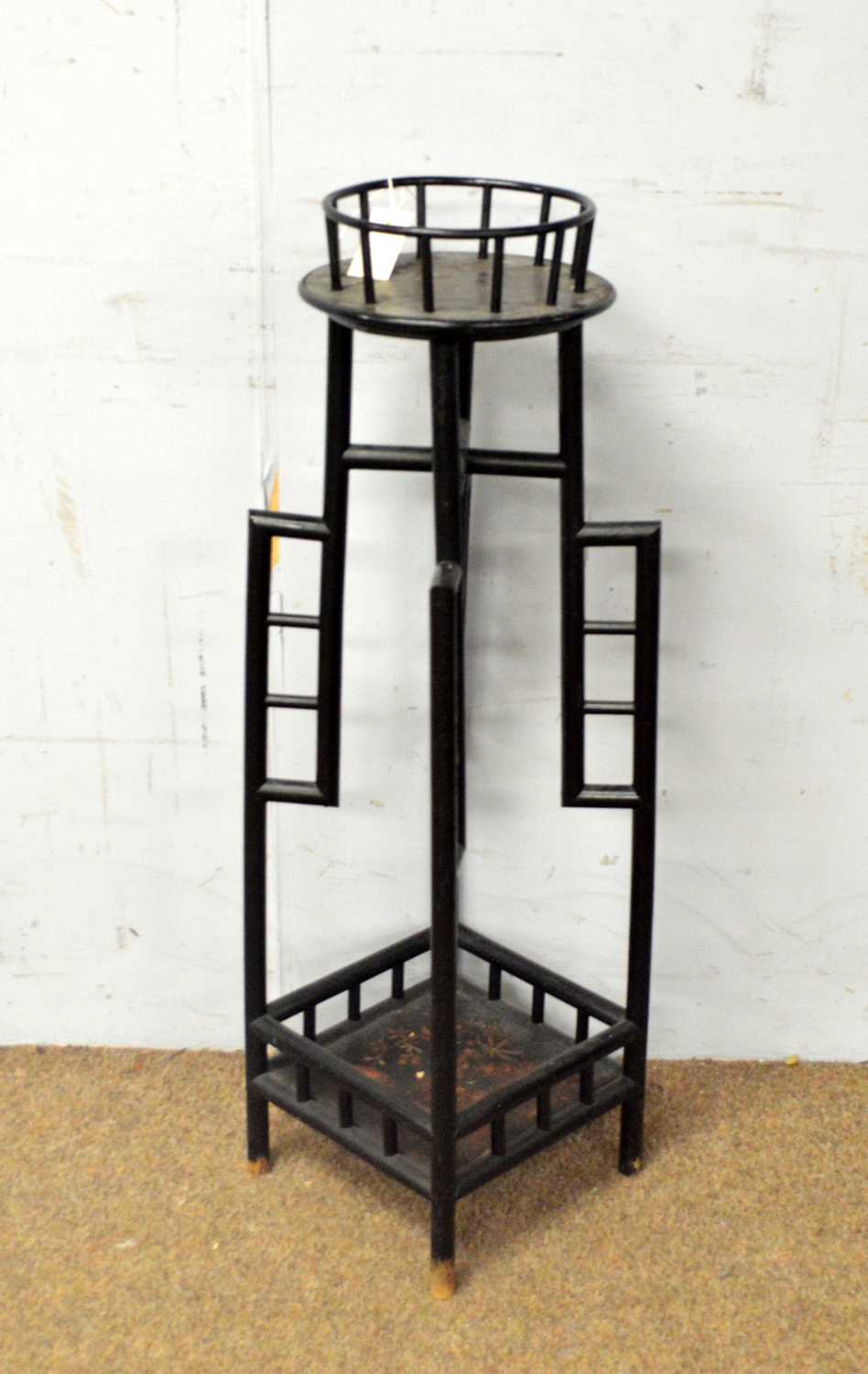 An aesthetic movement Japanese style ebonised jardinere stand