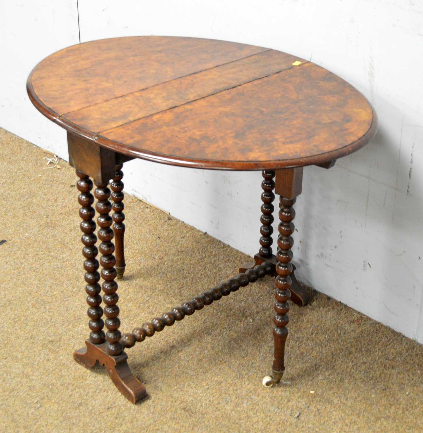 A Victorian carved walnut easy chair and a Sutherland table - Image 2 of 9