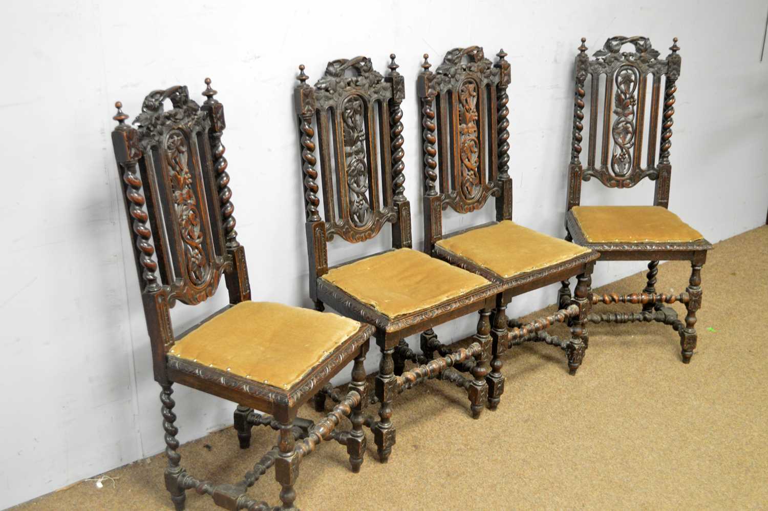 Four Victorian dining chairs in the Jacobean taste - Image 2 of 4