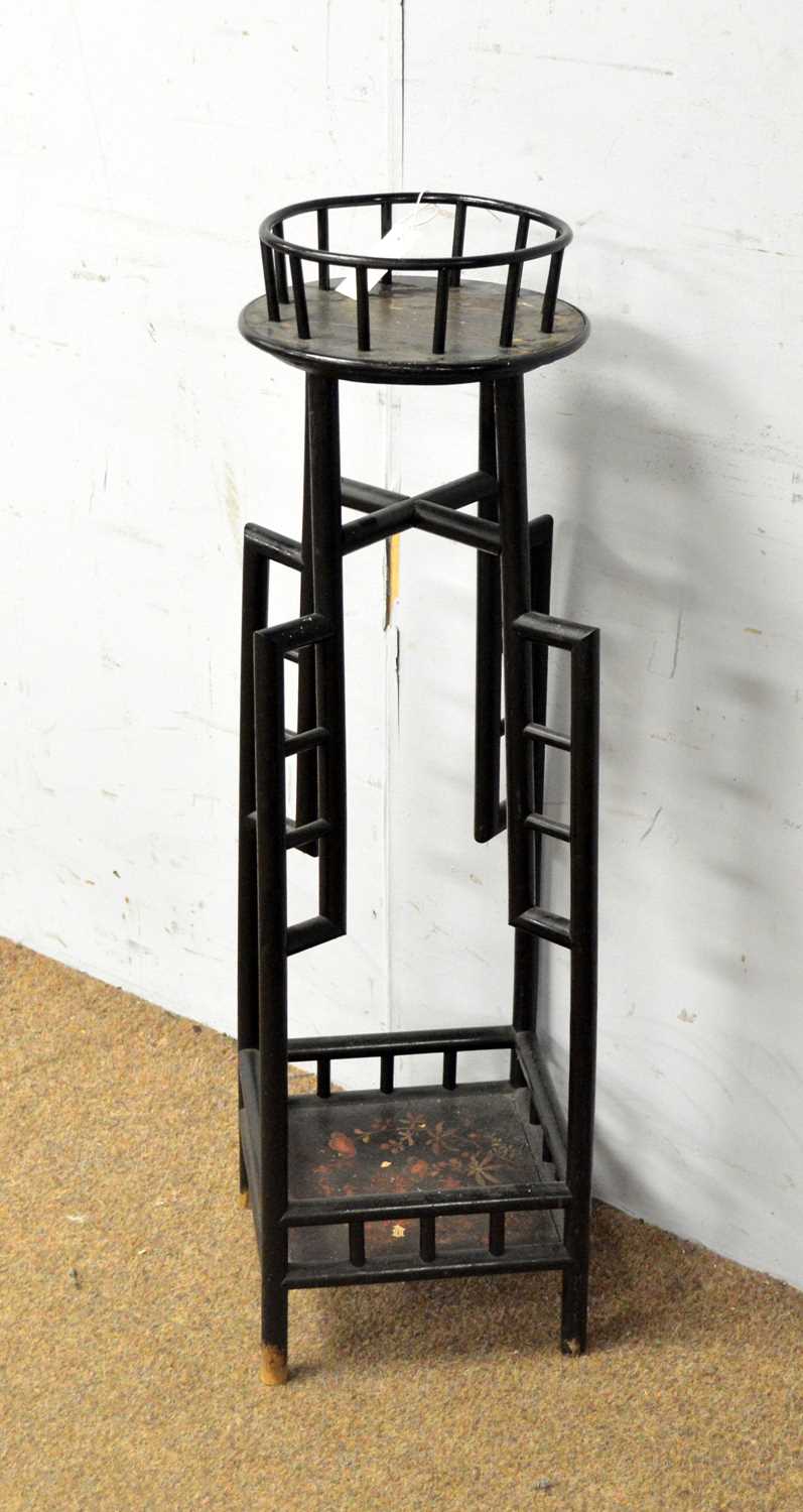 An aesthetic movement Japanese style ebonised jardinere stand - Image 3 of 4