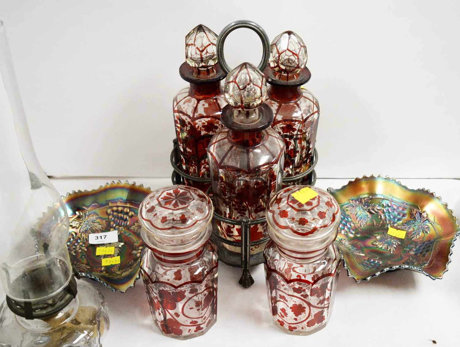 A selection of glass decanters, bottle stand; and other items, various. - Image 2 of 2