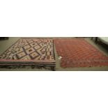 A Bokhara-style carpet; and a Kilim rug.