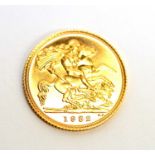 A Queen Elizabeth II gold half sovereign, 1982.