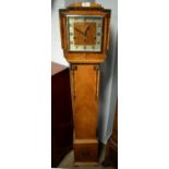 An Art Deco inlaid kingwood grandmother clock