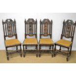 Four Victorian dining chairs in the Jacobean taste