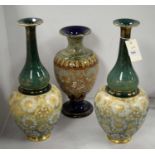 A pair and a single Royal Doulton Slaters patent vases.
