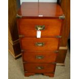 A 20th Century teak and brass bound campaign style chest.