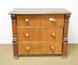 A 19th Century continental mahogany chest of three drawers