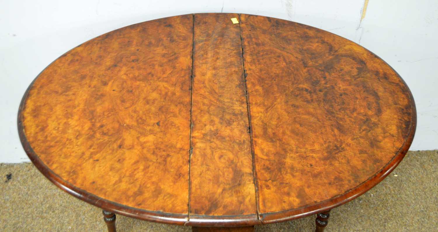 A Victorian carved walnut easy chair and a Sutherland table - Image 7 of 9