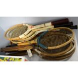 A selection of vintage tennis rackets