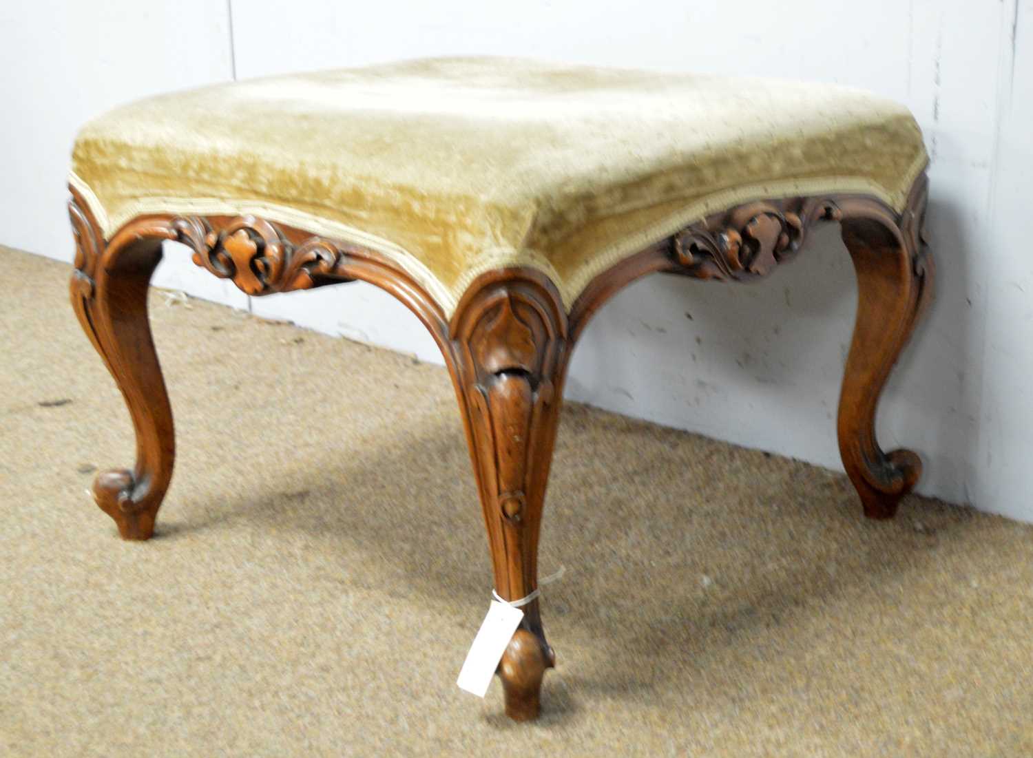 An attractive Victorian carved walnut stool and an occasional table - Image 3 of 5