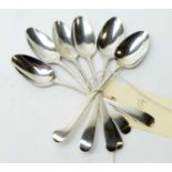 A set of six silver teaspoons, by John Langlands, Newcastle,