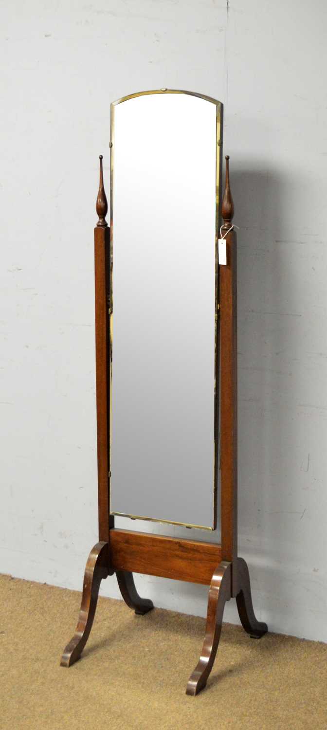 A mid-20th Century mahogany cheval mirror - Image 2 of 2