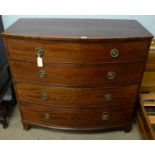 Victorian mahogany bowfront chest of four drawers