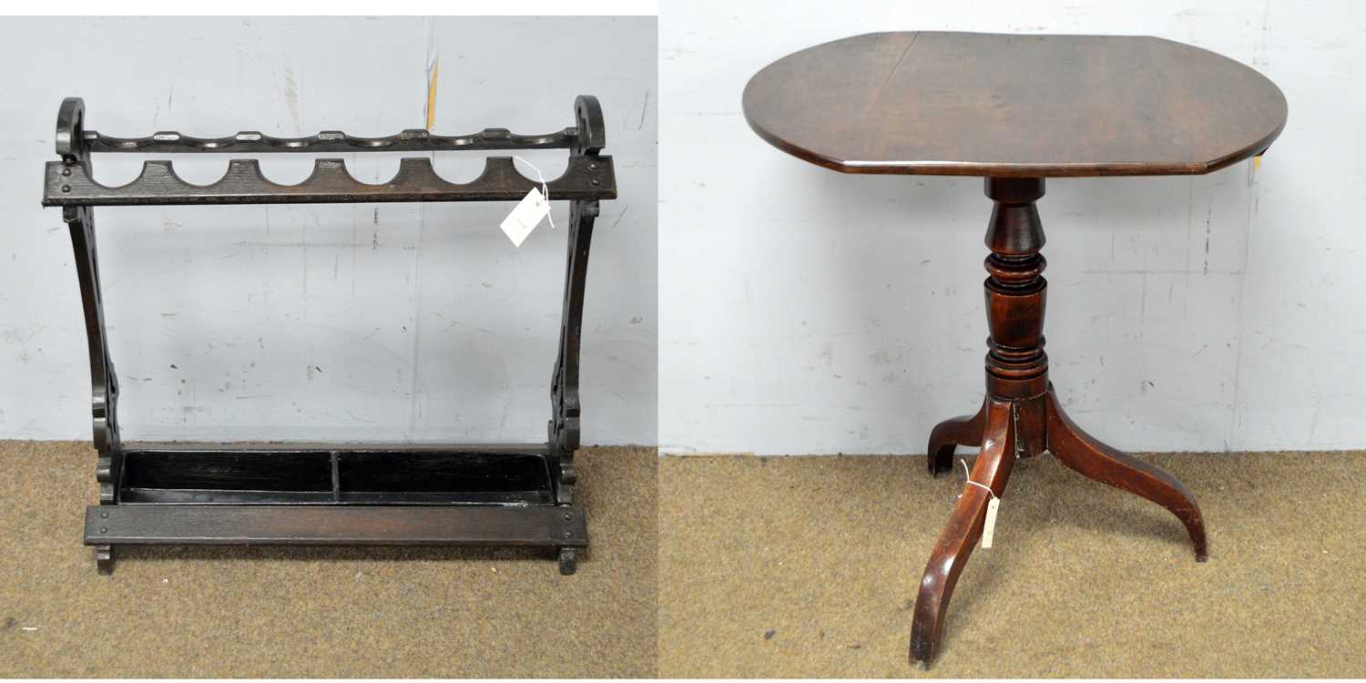 A Victorian style stained oak stick/umbrella stand and a tripod table - Image 10 of 10