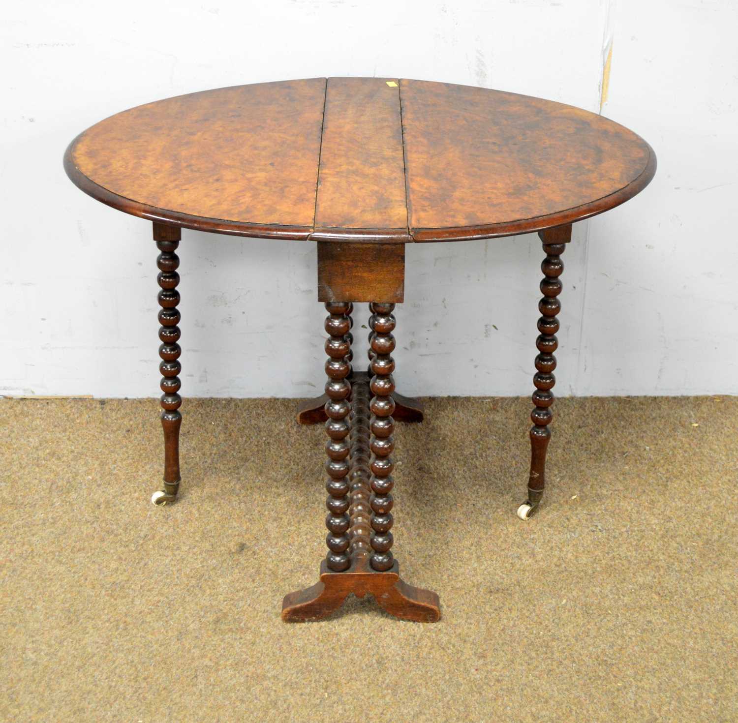 A Victorian carved walnut easy chair and a Sutherland table - Image 3 of 9