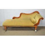 A Victorian carved walnut chaise longue