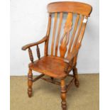 A late 19th Century rustic Windsor style armchair