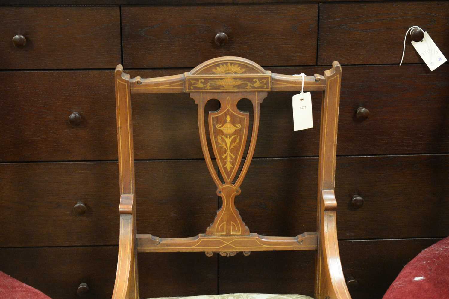 A pair of Edwardian hall chairs, another chair and a Victorian rosewood firescreen. - Image 4 of 9