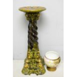 A 20th C Majolica jardiniere stand; and a German/Polish planter.