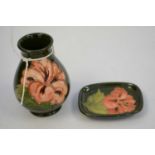 Moorcroft vase and a pin dish