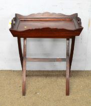 A Georgian style mahogany Butler's tray on stand