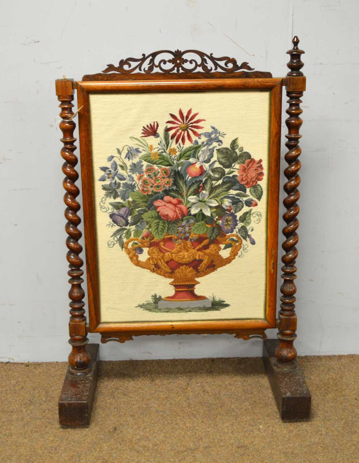 A pair of Edwardian hall chairs, another chair and a Victorian rosewood firescreen. - Image 5 of 9