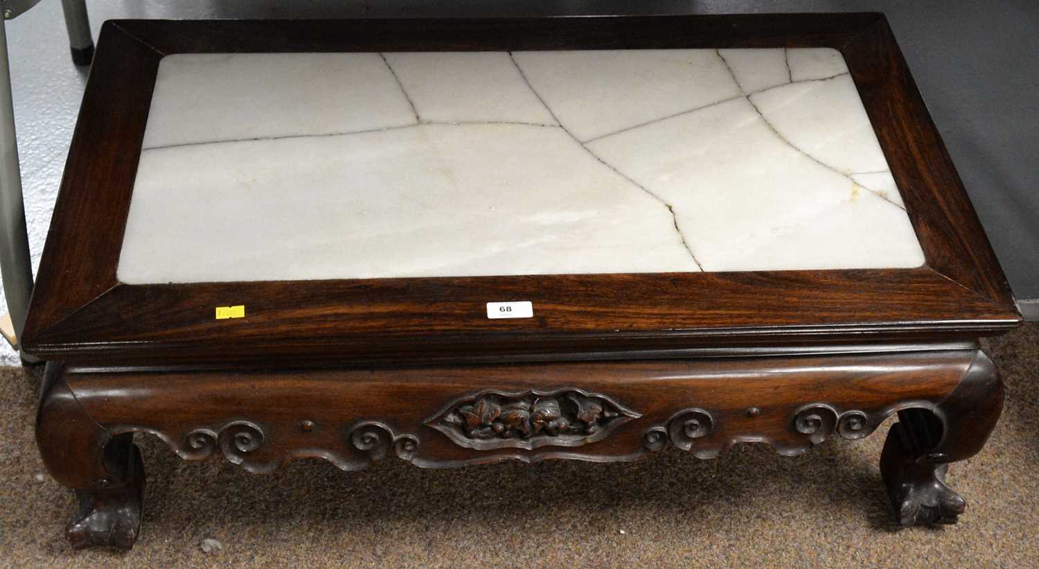 A Chinese marble topped hardwood table