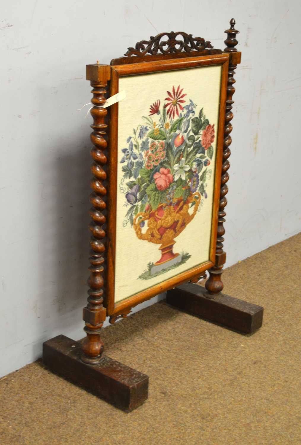 A pair of Edwardian hall chairs, another chair and a Victorian rosewood firescreen. - Image 6 of 9