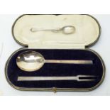 A modern silver fork and spoon, and a Jensen teaspoon