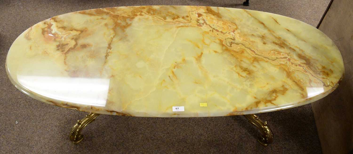 An onyx and gilt metal occasional or coffee table
