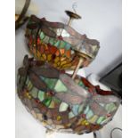 A pair of Tiffany-style lamp glass ceiling light shades.