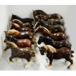 A selection of ceramic figures of horses