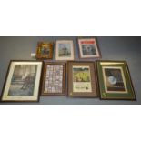 A selection of framed golfing ephemera
