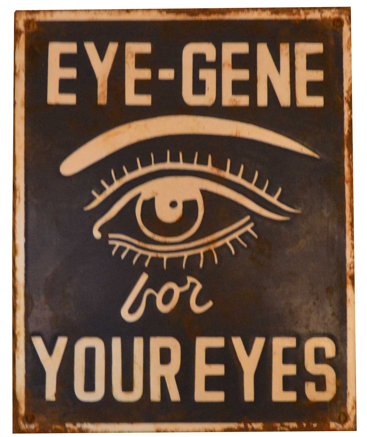 Eye-Gene enamel advertising sign,