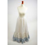 A Victorian Ayrshire-type blue embroidered petticoat