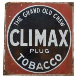 Climax Tobacco enamel advertising sign,