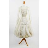 1950s cream lace wedding dress