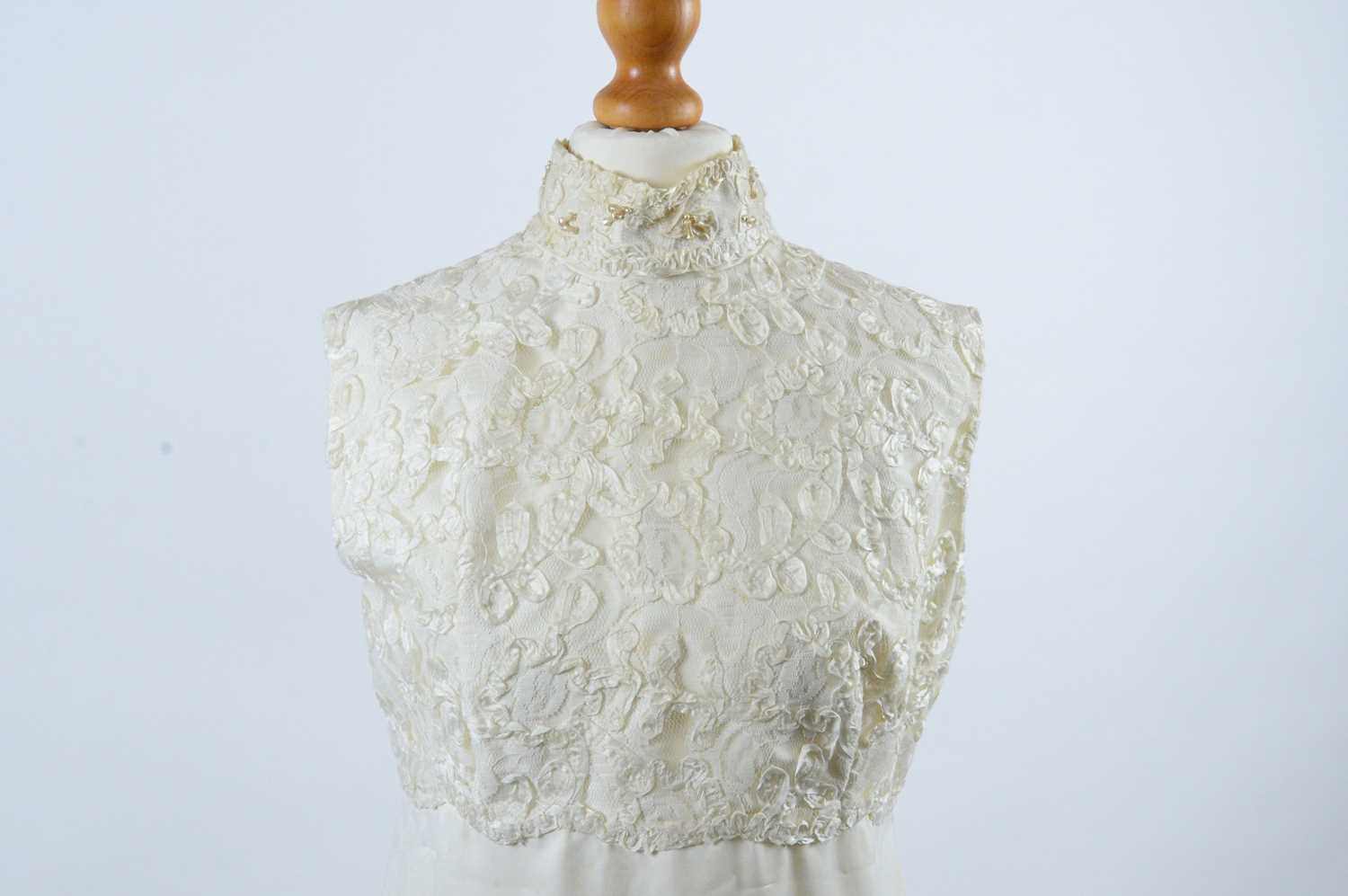 1960s two-piece champagne satin and lace wedding dress - Image 3 of 5